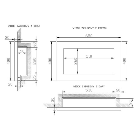 Biokominek dekoracyjny prostokątny 65x40 EcoFire Flat czarny