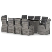 11-cz. zestaw mebli ogrodowych z poduszkami, rattan pe, szary