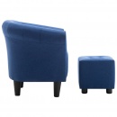 2-częściowy zestaw: fotel z podnóżkiem niebieski tkanina
