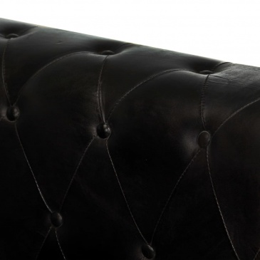 2-osobowa sofa Chesterfield, czarna, skóra naturalna