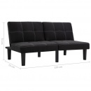 2-osobowa sofa, czarna, tapicerowana tkaniną
