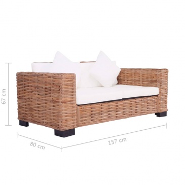 2-osobowa sofa ogrodowa, z naturalnego rattanu