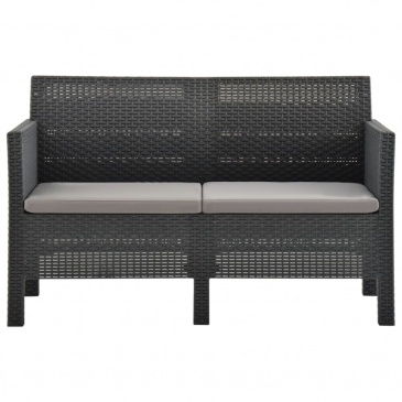 2-osobowa sofa ogrodowa z poduszkami, antracytowa, rattan pp