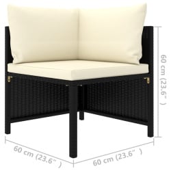 2-osobowa sofa ogrodowa z poduszkami, polirattan, czarna