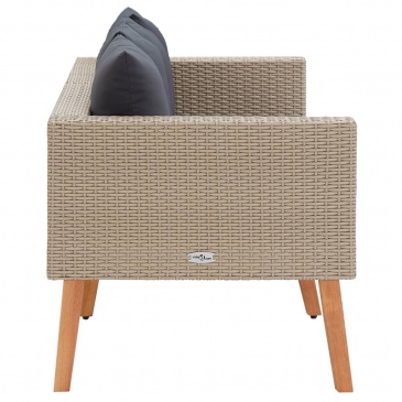 2-osobowa sofa ogrodowa z poduszkami, rattan PE, beż