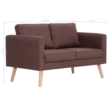 2-osobowa sofa tapicerowana tkaniną brązowa