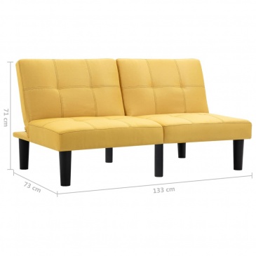 2-osobowa sofa, żółta, tapicerowana tkaniną