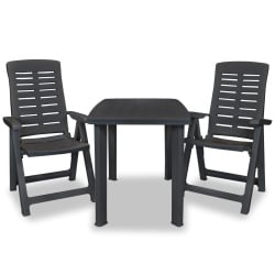 3-cz. zestaw mebli bistro, plastik, antracytowy 3-cz. zestaw mebli bistro, plastik, antracytowy