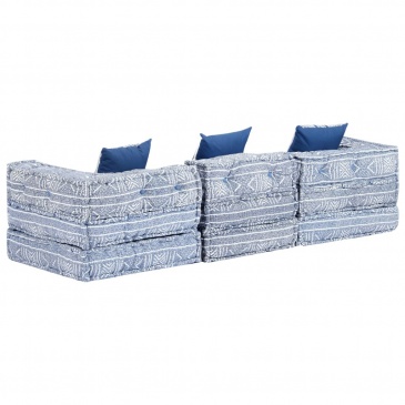 3-osobowa kanapa modułowa, niebieska, tkanina