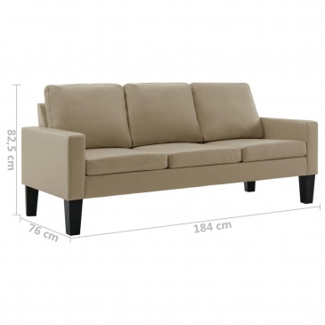 3-osobowa sofa, cappuccino, sztuczna skóra