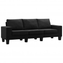 3-osobowa sofa, czarna, tapicerowana tkaniną