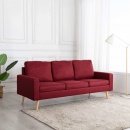 3-osobowa sofa, kolor czerwonego wina, tapicerowana tkaniną