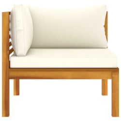 3-osobowa sofa ogrodowa, kremowe poduszki, drewno akacjowe