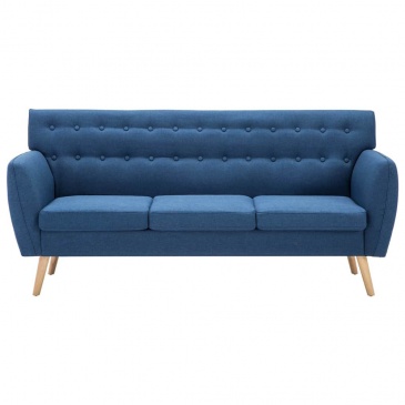 3-osobowa sofa tapicerowana tkaniną, 172x70x82 cm, niebieska