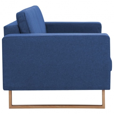 3-osobowa sofa tapicerowana tkaniną niebieska