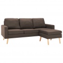 3-osobowa sofa z podnóżkiem, brązowa, tapicerowana tkaniną