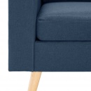 3-osobowa sofa z podnóżkiem, niebieska, tapicerowana tkaniną