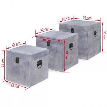 3 pudła do przechowywania z MDF w kolorze szarego betonu