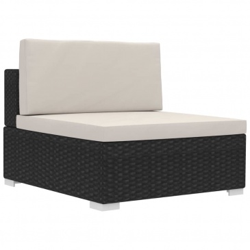 4-częściowa sofa ogrodowa, poduszki, rattan PE, czarna