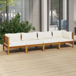 4-osobowa sofa ogrodowa, kremowe poduszki, drewno akacjowe