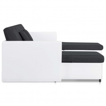 4-osobowa sofa rozkładana, tapicerowana sztuczną skórą, biała
