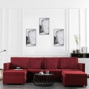 4-osobowa sofa rozkładana, tkanina, kolor czerwonego wina