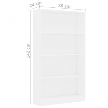 4-poziomowy regał na książki, biały, 80 x 24 x 142 cm
