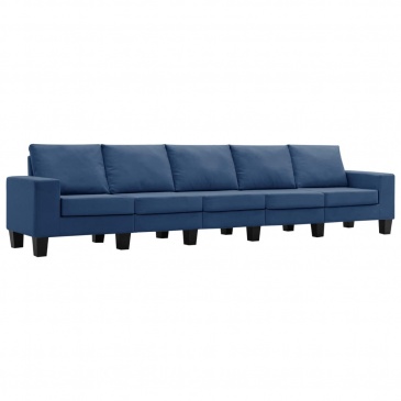 5-osobowa sofa, niebieska, tapicerowana tkaniną