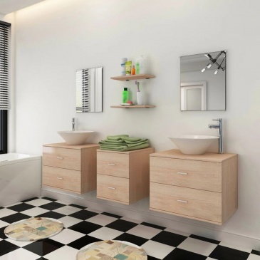 9-częściowy zestaw mebli łazienkowych ze zlewami i kranami