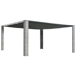 Altana z suwanym dachem, polirattan, 400x400x200 cm, szara