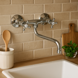 Bateria kuchenna ścienna kran obrotowy retro długa