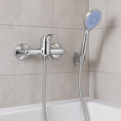 Bateria prysznicowa natryskowa słuchawka wąż chrom - yoka Bateria prysznicowa natryskowa słuchawka wąż chrom - yoka