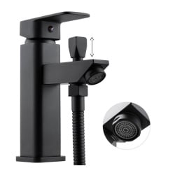 Bateria wannowa z prysznicem stojąca kran cube czarny mat