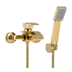 Bateria wannowo prysznicowa natrysk kran ścienny złota