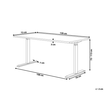 Biurko regulowane manualnie 130 x 72 cm szare z białym DESTIN II