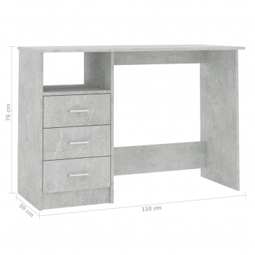 Biurko z szufladami, betonowy szary, 110x50x76 cm