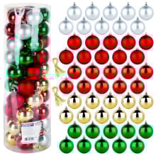 Bombki choinkowe nietłukące srebrne czerwone złote zielone 6 cm 50 szt.