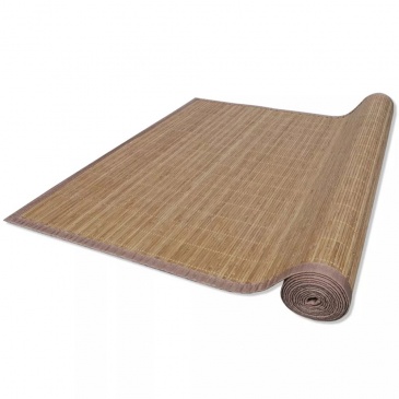 Brązowy, prostokątny dywan bambusowy, 80 x 200 cm