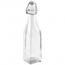 Butelka szklana kwadratowa na alkohol, wino, nalewkę, likier, syrop, z korkiem, klipsem, 0,53 l
