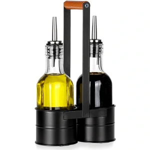 Butelki na oliwę i ocet szklane w stojaku 2x150 ml 3 el. Butelki na oliwę i ocet szklane w stojaku 2x150 ml 3 el.
