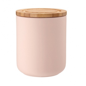 Ceramiczny pojemnik z bambusowym wieczkiem 13cm Stak Soft Matt Ladelle różowy