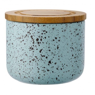Ceramiczny pojemnik z bambusowym wieczkiem 9cm Stak Duck Egg Speckled Ladelle błękitny LD-61104