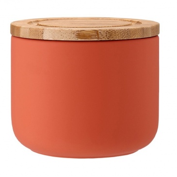 Ceramiczny pojemnik z bambusowym wieczkiem 9cm Stak Soft Matt Ladelle pomarańczowy