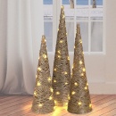 Choinka podświetlana stożek dekoracyjny złoty świąteczny ozdoba Boże Narodzenie 40 led 78 cm