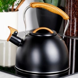 Czajnik z gwizdkiem stalowy czarny 2,5 l Czajnik z gwizdkiem stalowy czarny 2,5 l