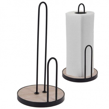 Czarny stojak na ręczniki papierowe, metalowy, uchwyt na ręcznik, papierowy, loft, 30x15 cm