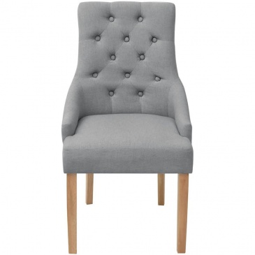 Dębowe krzesła do jadalni tapicerowane tkaniną jasnoszare, 2 szt.