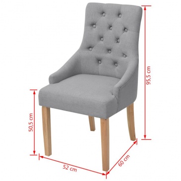 Krzesła do jadalni 6 szt. dębowe tapicerowane tkaniną jasnoszare