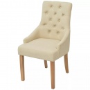 Krzesła do jadalni 4szt. dębowe tapicerowane tkaniną kremowe