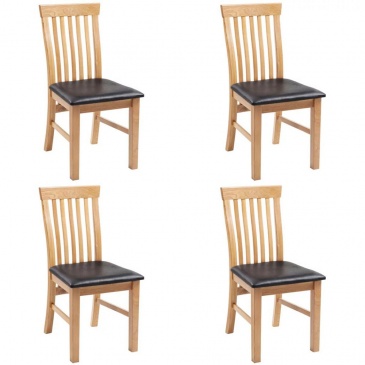 Dębowe krzesła do kuchni sztuczna skóra 4 sztuki